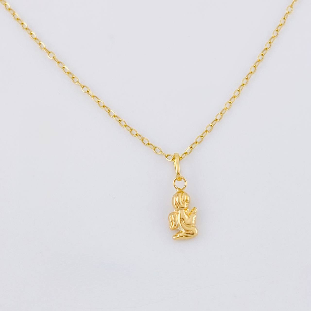 Classic Link Chain + Angel Pendant / 1.2g / 18 in Yellow Gold 18K