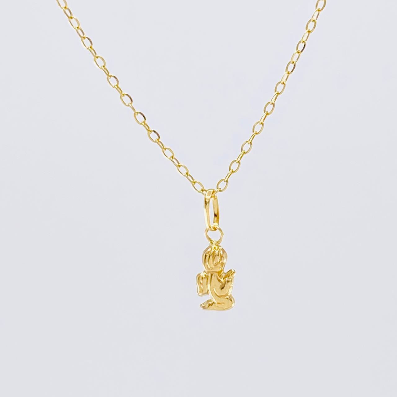 Classic Link Chain + Angel Pendant / 1.2g / 18 in Yellow Gold 18K