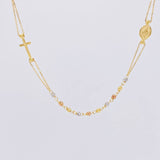 Rosary Cross Miraculous Virgin 3.8g / 18 in / 2.5mm Three Golds 18K