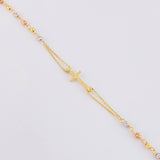 Rosary Cross Miraculous Virgin 3.85g / 18 in / 2.5mm Three Golds 18K