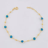 Classic Link Bracelet Turkish Eye 1.95g / 7 1/2 in / 2.5mm Yellow Gold 18K