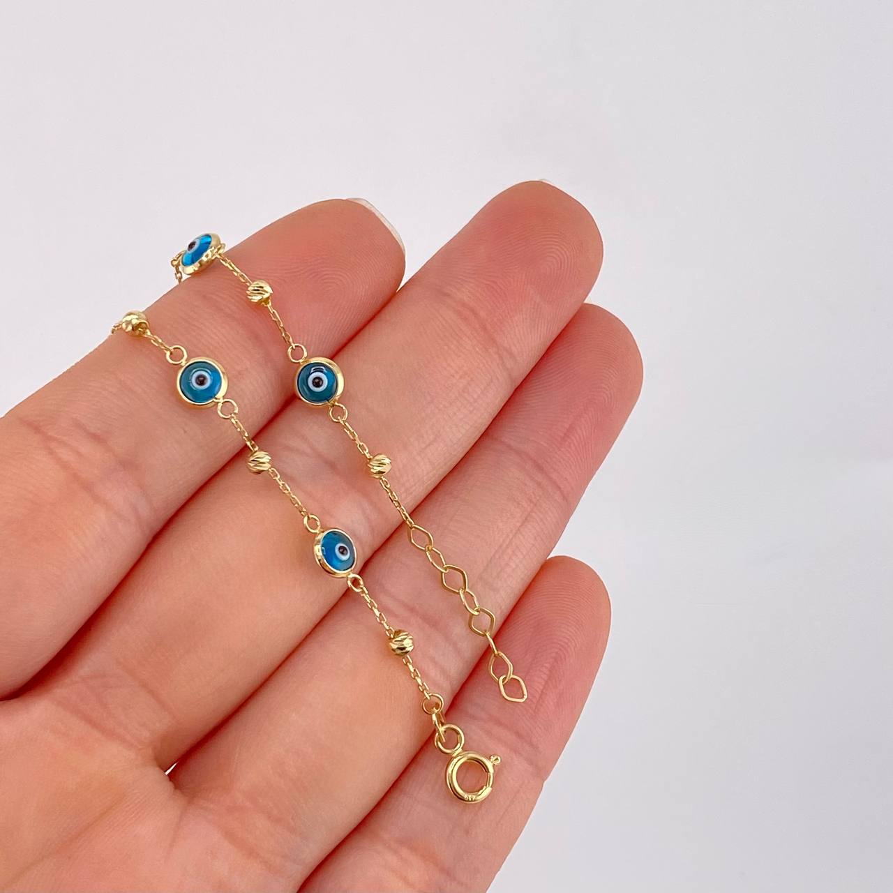 Pulso Aro Seguido Ojo Turco 1.95g / 7 1/2 in / 2.5mm Oro Amarillo 18K