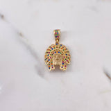 Pendant Indian 4.3gr / 3.1cm / Colored Zircons 18K Yellow Gold $