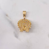 Pendant Indian 4.3gr / 3.1cm / Colored Zircons 18K Yellow Gold $