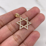 Pendant Star of David 1.9gr / 2.6cm / White Zircons 18K Yellow Gold $