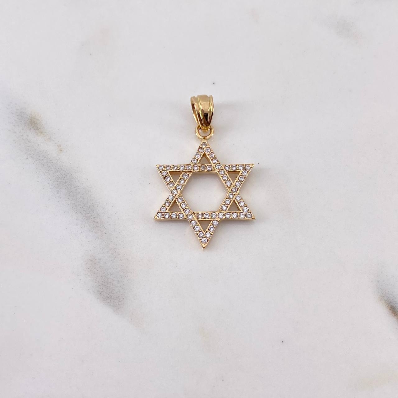 Pendant Star of David 1.9gr / 2.6cm / White Zircons 18K Yellow Gold $