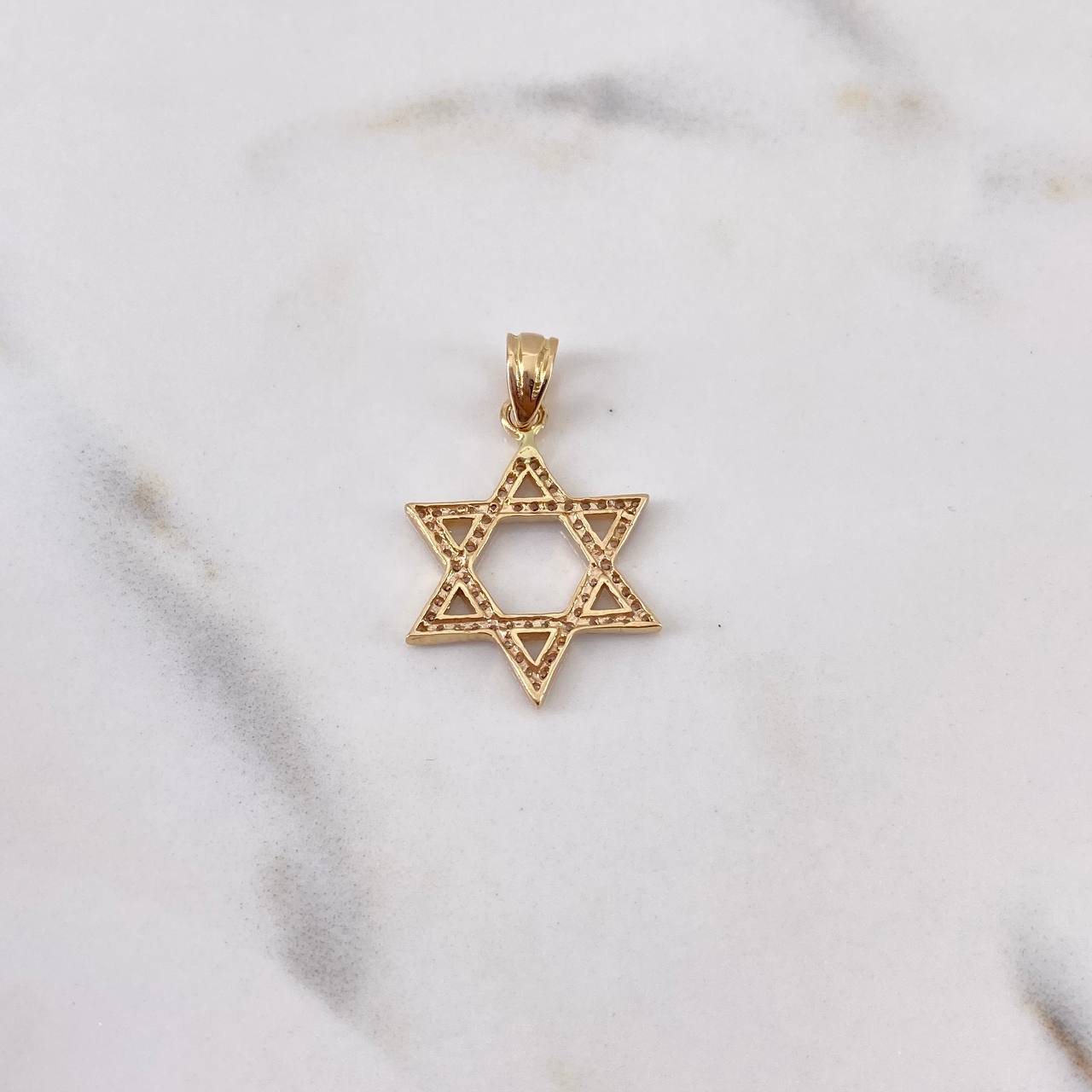 Pendant Star of David 1.9gr / 2.6cm / White Zircons 18K Yellow Gold $