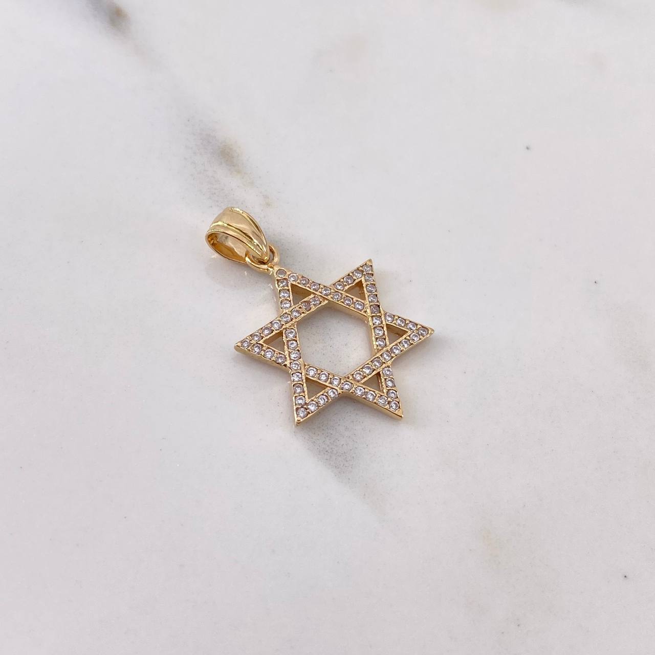 Pendant Star of David 1.9gr / 2.6cm / White Zircons 18K Yellow Gold $