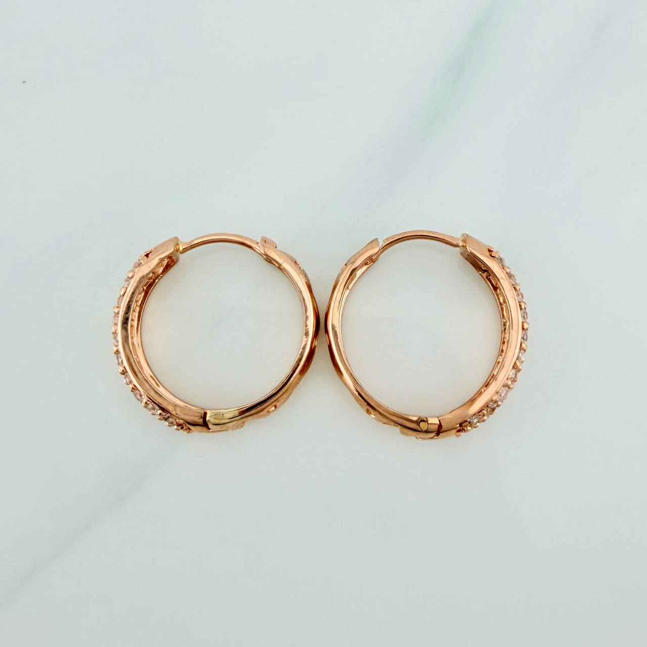 Candongas Triple Carril 4.75gr / 3/4 in / Oro Rosa 18K %