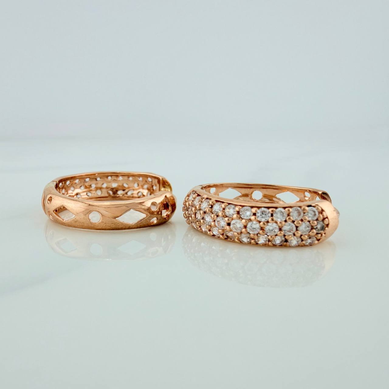 Candongas Triple Carril 4.75gr / 3/4 in / Oro Rosa 18K %