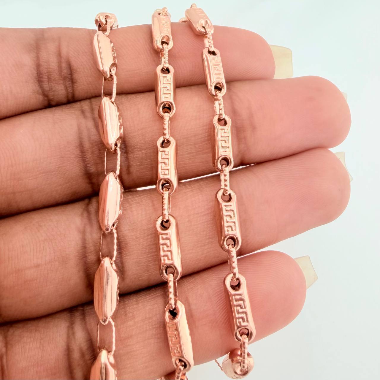 Cadena Rustica Tribal 16.5gr / 28 1/2 in / 3.5mm Oro Rosa 18K %