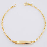 Pulso Aro Seguido Placa Rectangular 1.6gr / 6 1/4 in / 1.7mm Oro Amarillo +3 18K