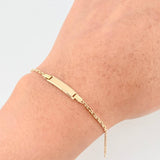 Pulso Aro Seguido Placa Rectangular Curva 1.6gr / 6 in / 1.7mm Oro Amarillo +3 18K ©