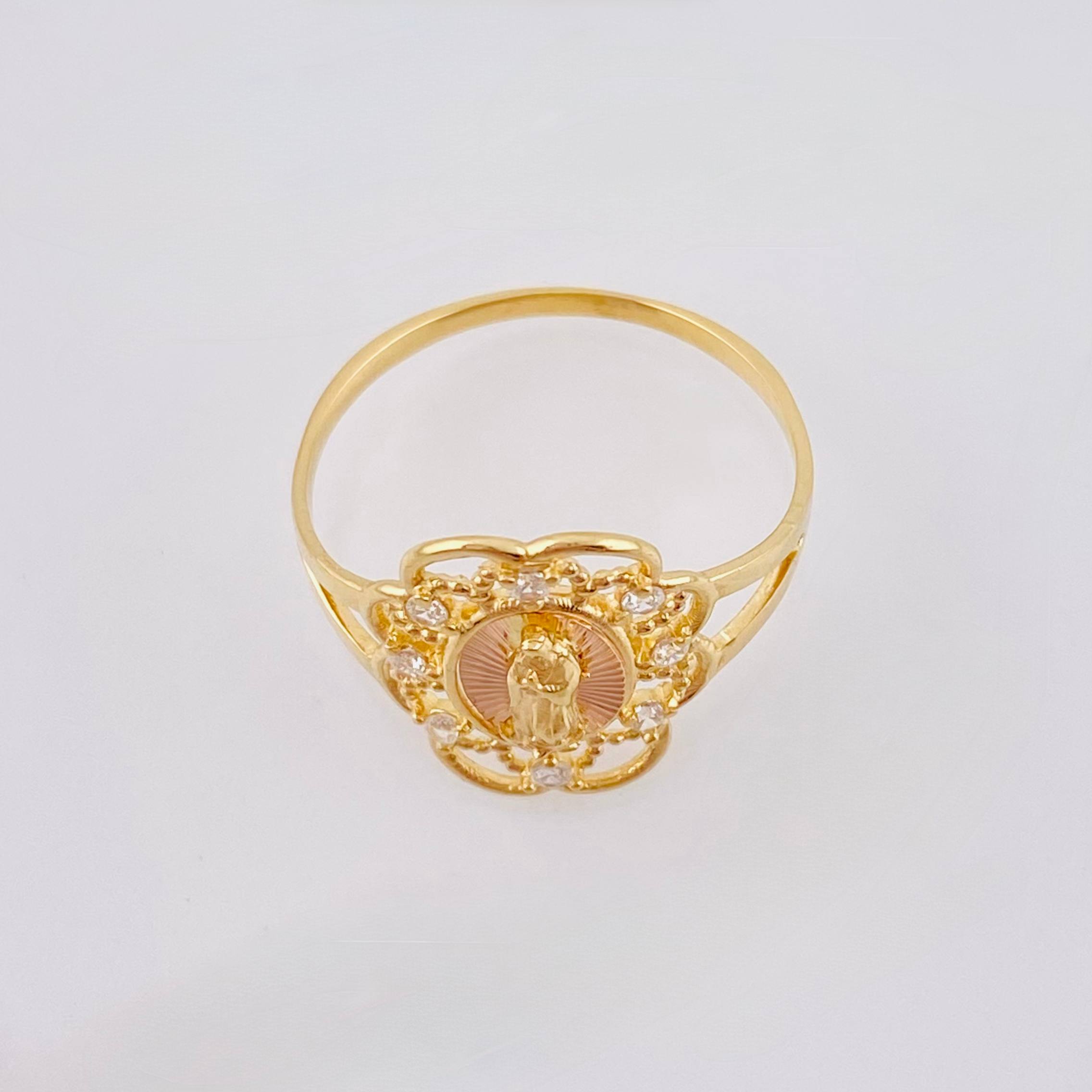 Anillo Virgen Guadalupe Bardera 2gr / T6 3/4 / Dos Oros Amarillo Rosa 18K