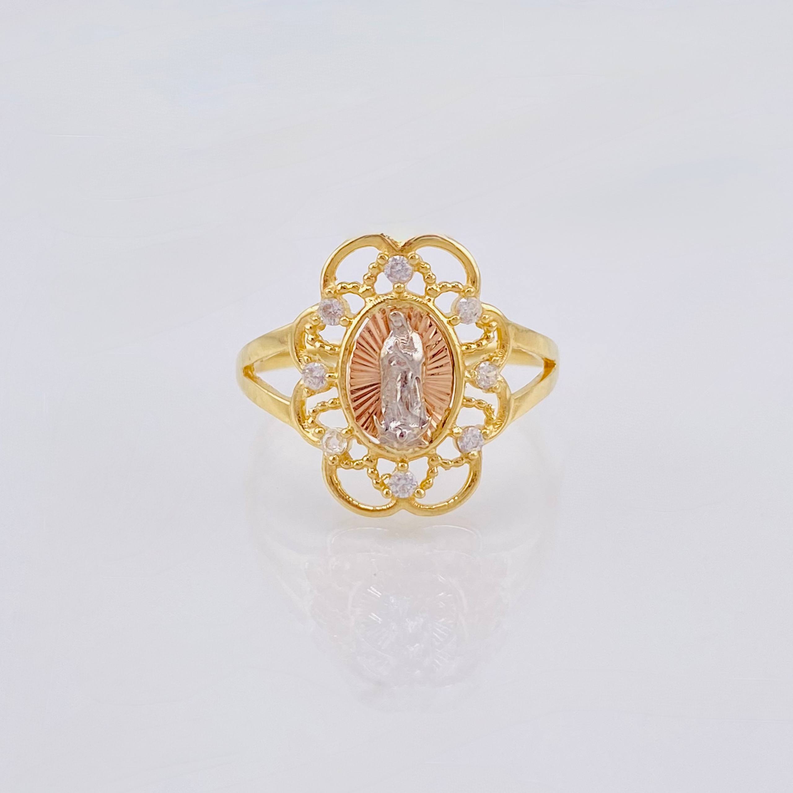 Anillo Virgen De Guadalupe 2.9gr / T7 1/2 / Tres Oros 18K *