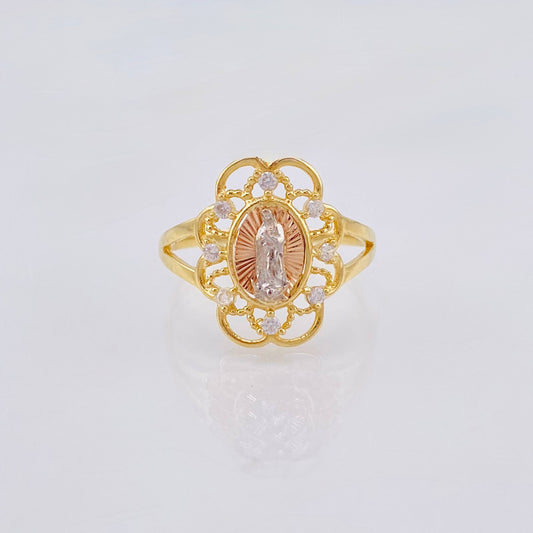 Anillo Virgen De Guadalupe 2.9gr / T7 1/2 / Tres Oros 18K *