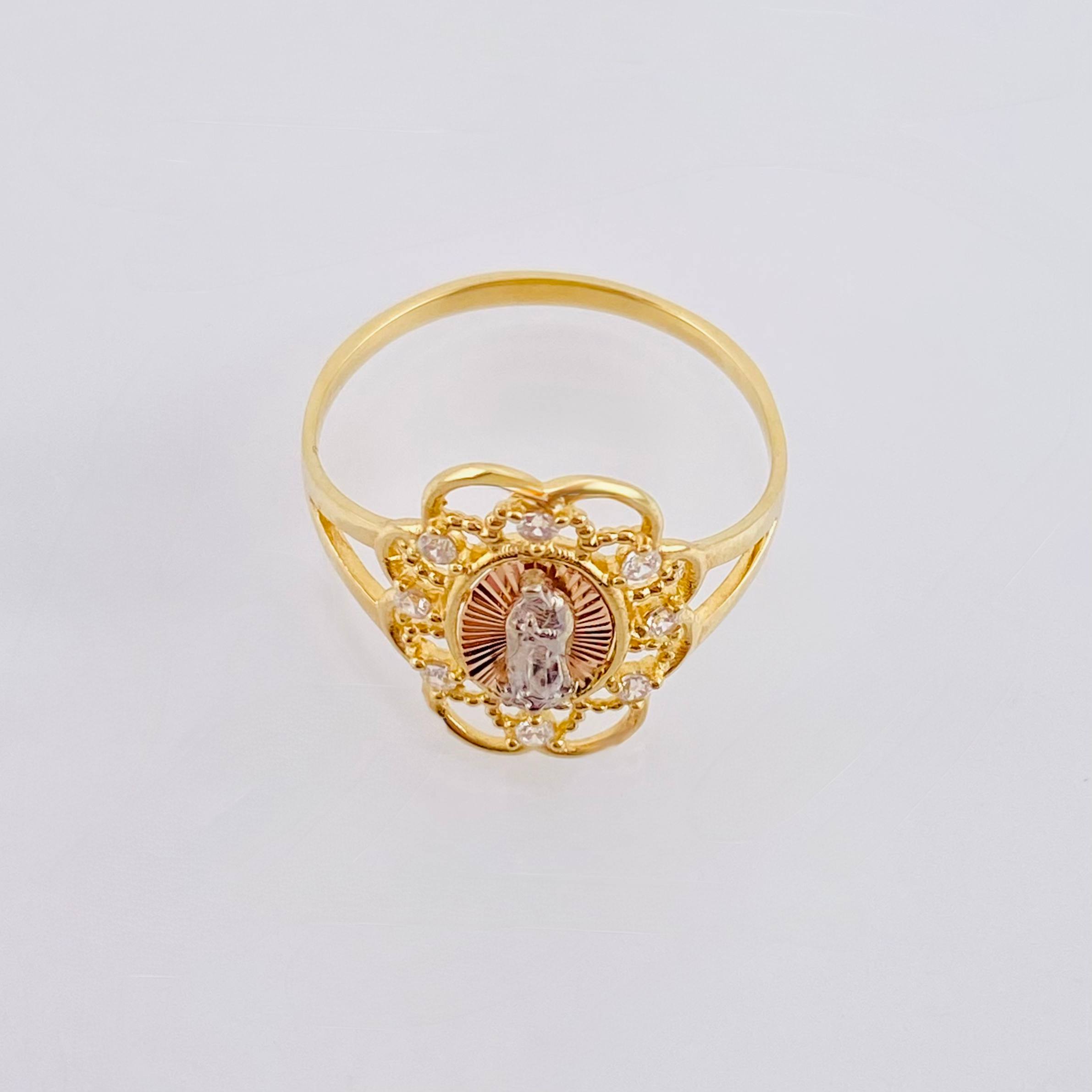 Anillo Virgen De Guadalupe 2.9gr / T7 1/2 / Tres Oros 18K *