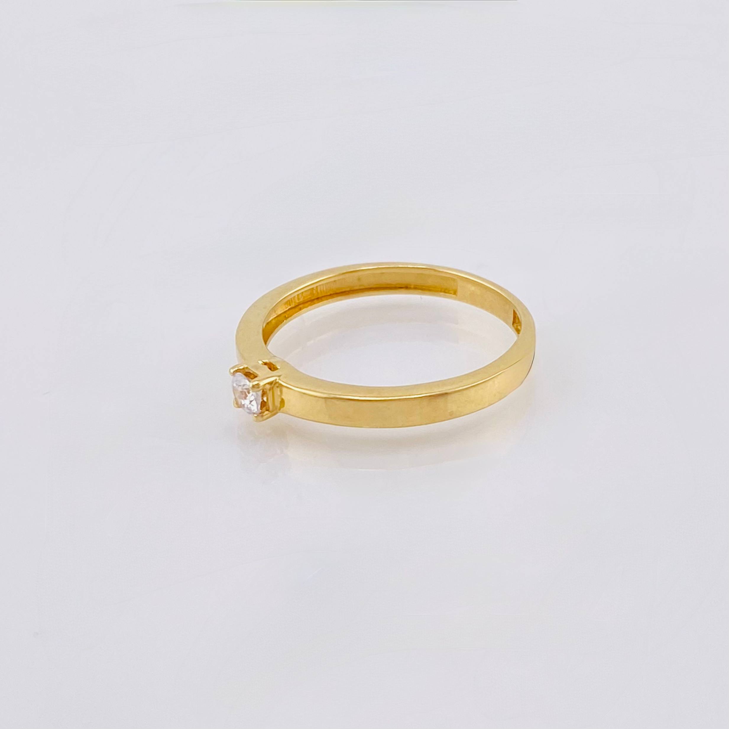 Solid Solitaire Ring 2gr / T6 1/2 / Yellow Gold 18K *