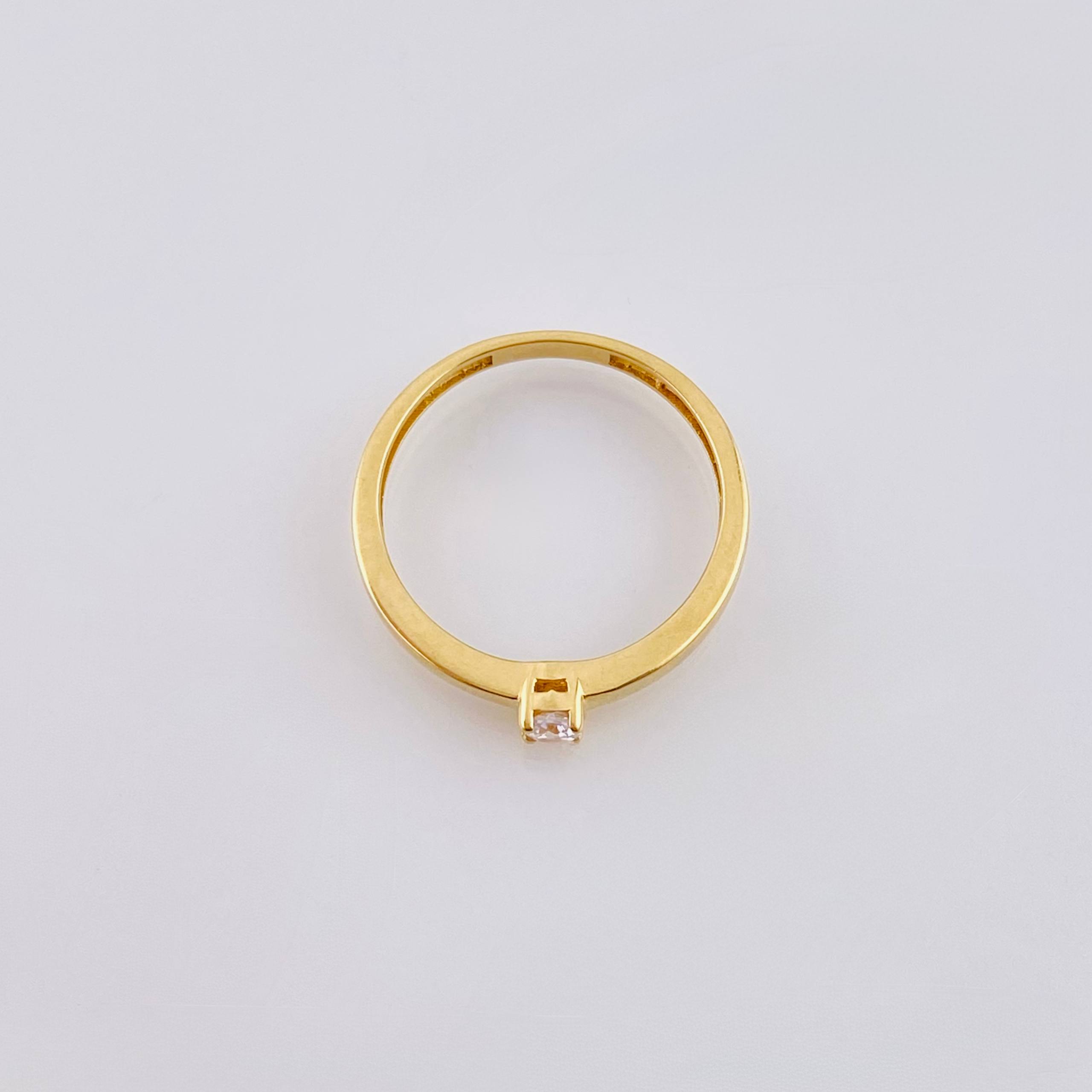 Solid Solitaire Ring 2gr / T6 1/2 / Yellow Gold 18K *