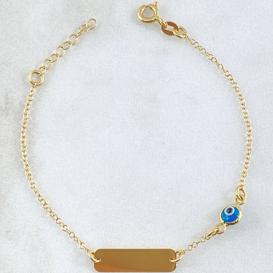 Bracelet Baby Plate Classic Link Evil Eye 1.6gr / 5.9in-6.3in / 18K Gold +4$
