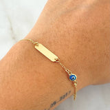 Bracelet Baby Plate Classic Link Evil Eye 1.6gr / 5.9in-6.3in / 18K Gold +4$