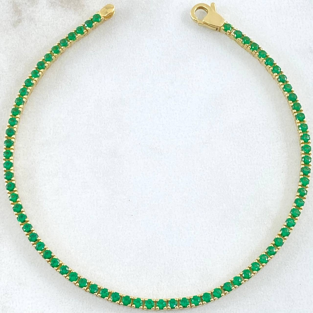 Tennis Bracelet Double Sided 7.45gr / 7.1in / 2.2mm Green White Zirconia 18K Gold +4$