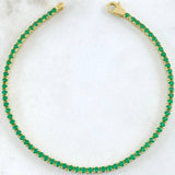 Tennis Bracelet Double Sided 7.45gr / 7.1in / 2.2mm Green White Zirconia 18K Gold +4$