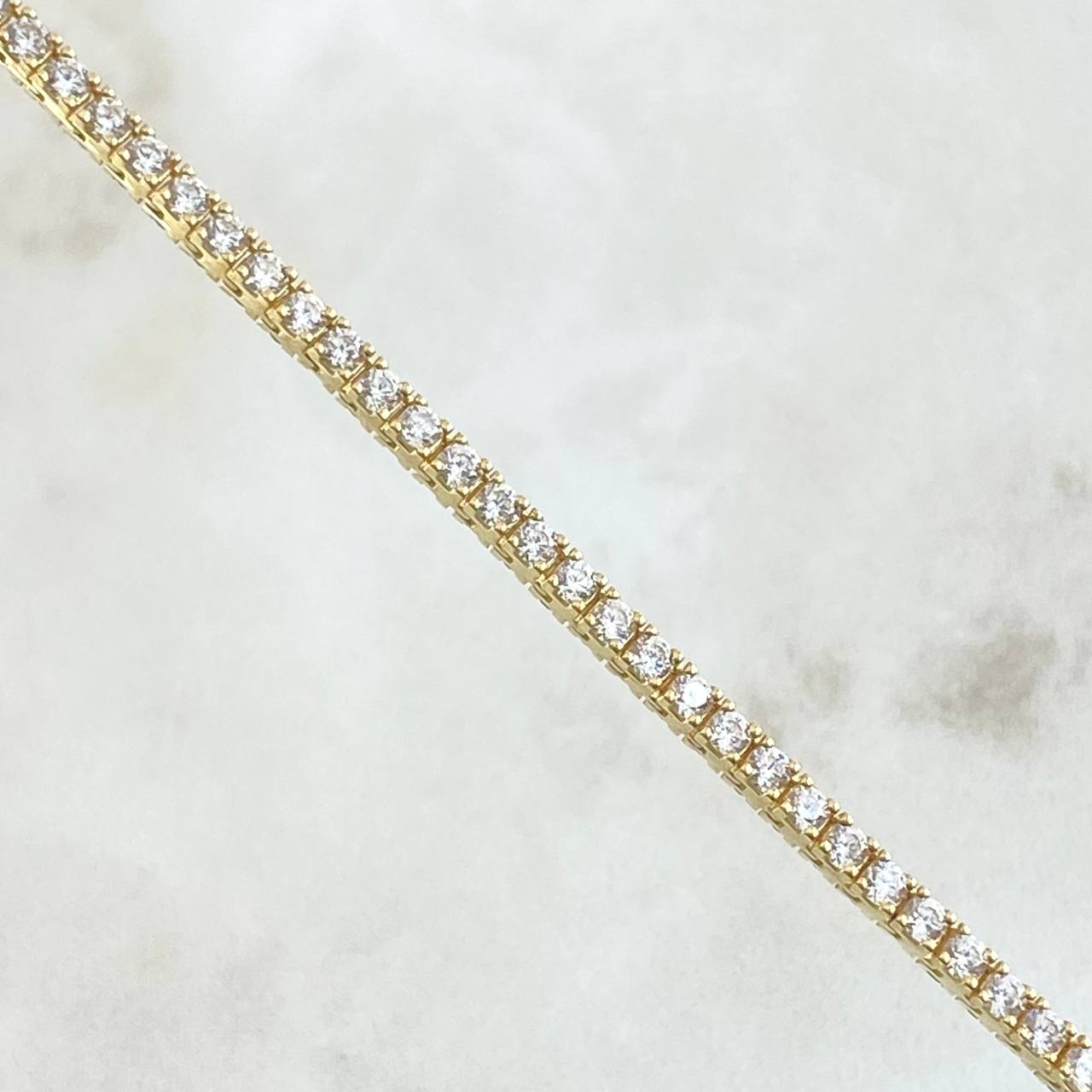 Pulso Tennis Doble Faz 7.5gr / 18cm / 2.1mm Circones Azules Blancos Oro Amarillo +4 18K *