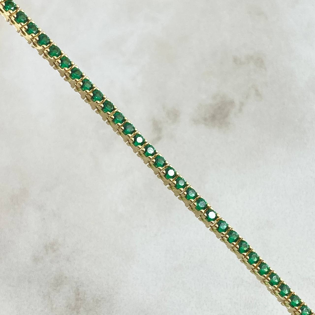 Tennis Bracelet Double Sided 7.45gr / 7.1in / 2.2mm Green White Zirconia 18K Gold +4$