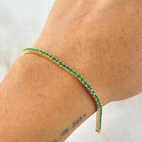 Tennis Bracelet Double Sided 7.45gr / 7.1in / 2.2mm Green White Zirconia 18K Gold +4$