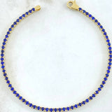 Pulso Tennis Doble Faz 7.5gr / 18cm / 2.1mm Circones Azules Blancos Oro Amarillo +4 18K *