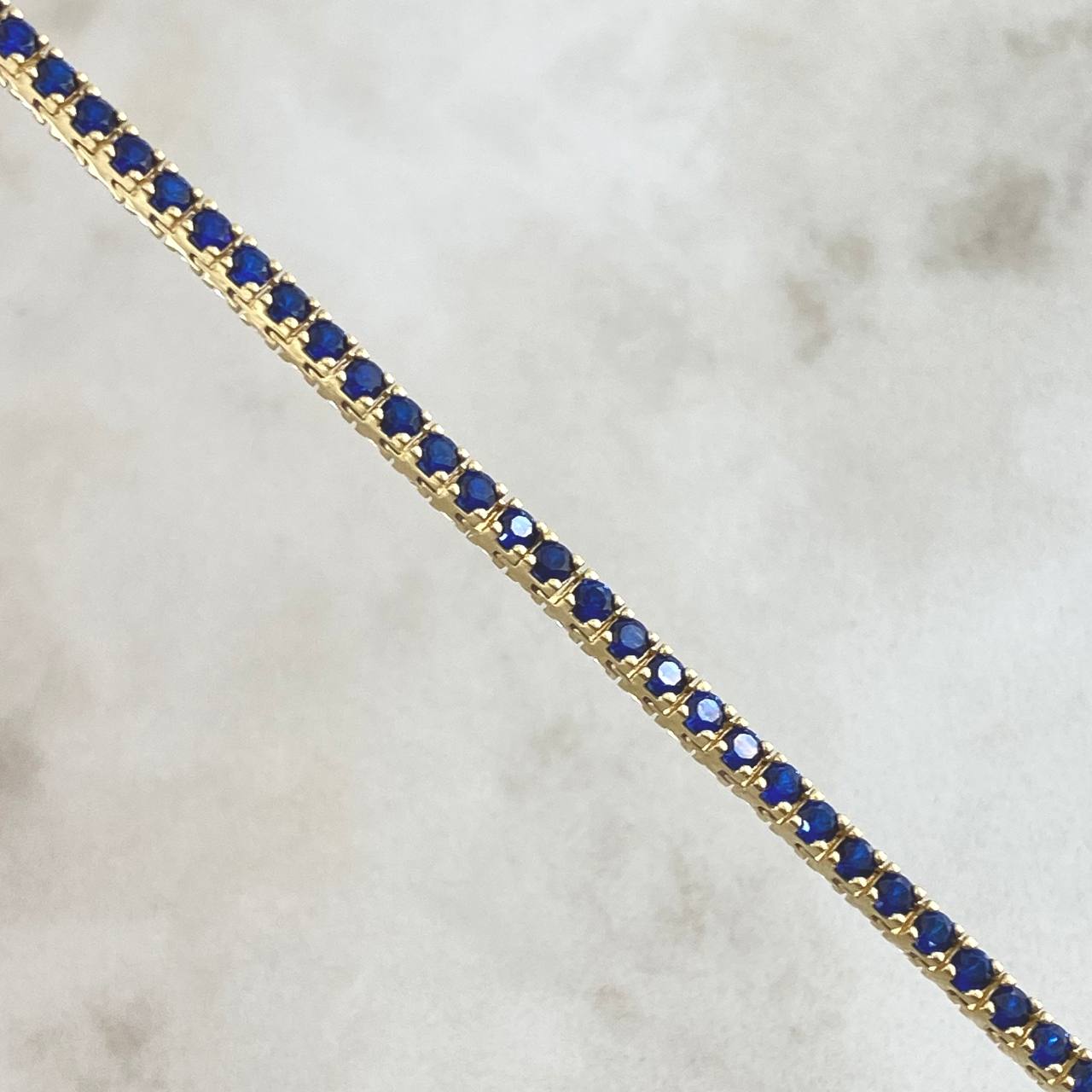 Pulso Tennis Doble Faz 7.5gr / 18cm / 2.1mm Circones Azules Blancos Oro Amarillo +4 18K *