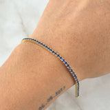 Pulso Tennis Doble Faz 7.5gr / 18cm / 2.1mm Circones Azules Blancos Oro Amarillo +4 18K *