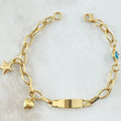 Baby Bracelet Plate Continuous Hoop Charms 3.2gr / 5.7in / 4.6mm Evil Eye-Star-Heart 18K Gold +4©