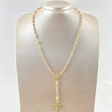 Rosario Virgen De Guadalupe Cruz Bordeada 11.2gr / 50cm / 4mm-5mm Bola Diamantada Tres Oros 18K