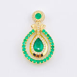 Dije Bastión Movil Esmeraldas 3.68 Qts Diamantes 55pts 9.45gr / 1 1/2 in / Oro Amarillo 18K ©