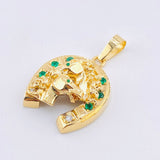 Dije Herradura Caballo Esmeraldas 80pts Diamantes 45pts 18.55gr / 1 3/4 in / Oro Amarillo 18K ©