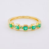 Anillo Cubico Lineal Esmeraldas 33pts 2.2gr / T6 3/4 / Oro Amarillo 18K ©