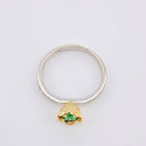 Anillo Flor Fulminante Esmeralda 23pts Diamantes 14pts 3.1gr / T6 1/2 / Dos Oros Amarillo Blanco 18K ©