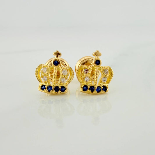Crown Stud Earrings 1.05gr / 7mm 18K Yellow Gold %