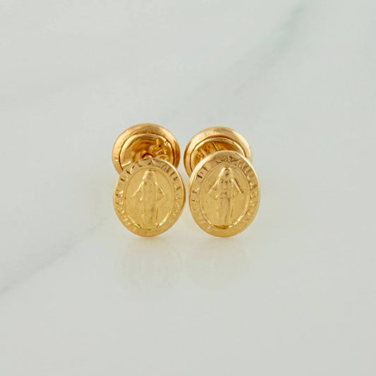 Stud Earrings Virgen Milagrosa 0.75 g / in / 8.05 mm Yellow Gold 18K