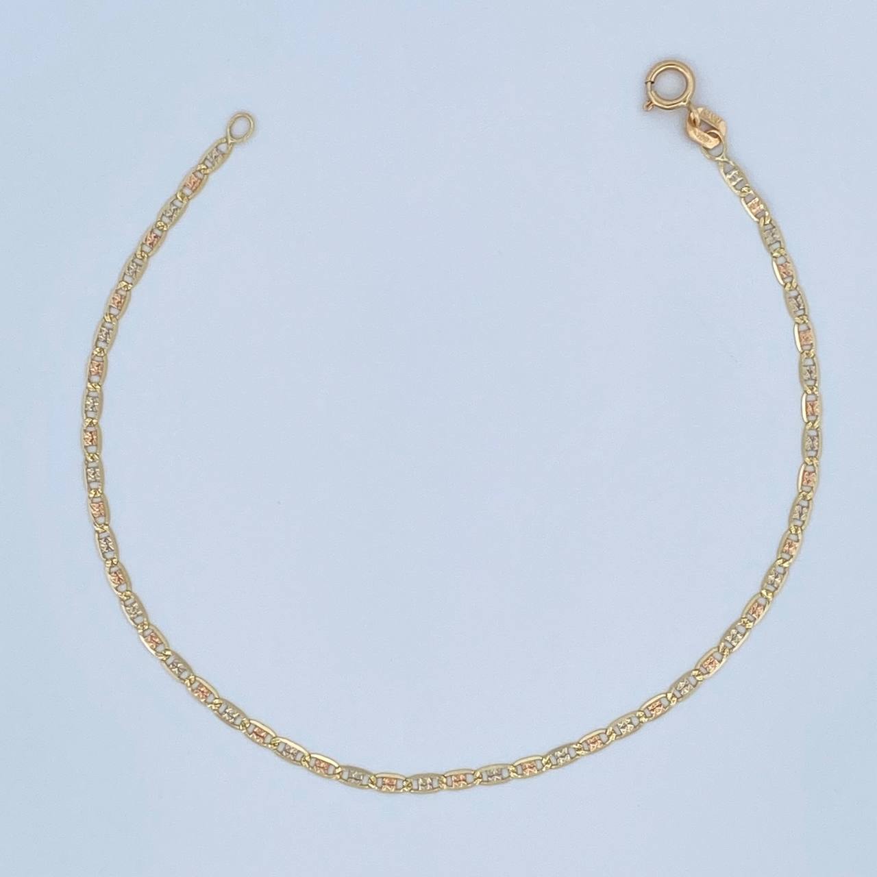 Pulso Escalera Plana 1gr / 19cm / 1.7mm Diamantado Tres Oros +3 18K $