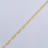 Pulso Escalera Plana 2.2gr / 19cm / 2.2mm Diamantado Tres Oros +3 18K $