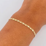 Pulso Escalera Plana 2.2gr / 19cm / 2.2mm Diamantado Tres Oros +3 18K $