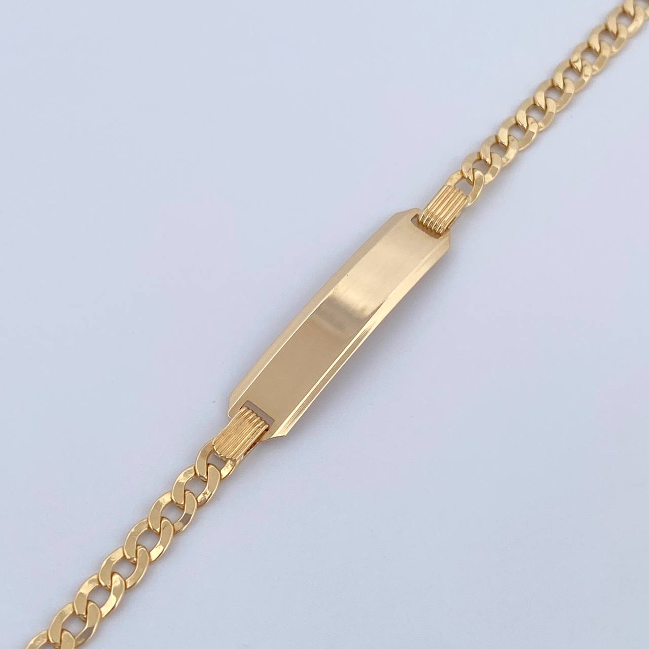 Pulso Cubano 3.8gr / 19.3cm / 3.2mm Placa Octagonal Curva Dos Oros Amarillo Rosa +0 18K $