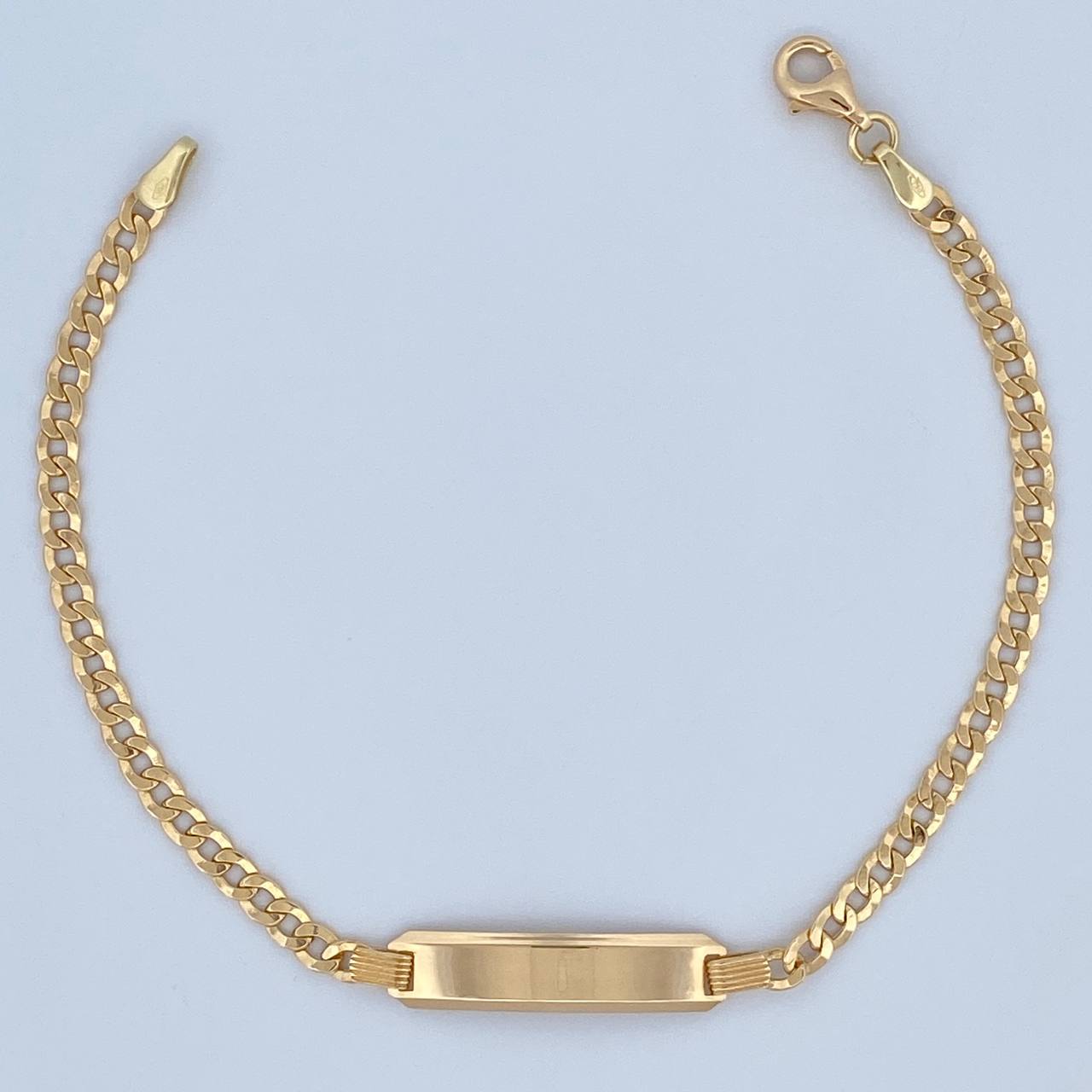 Pulso Cubano 3.8gr / 19.3cm / 3.2mm Placa Octagonal Curva Dos Oros Amarillo Rosa +0 18K $
