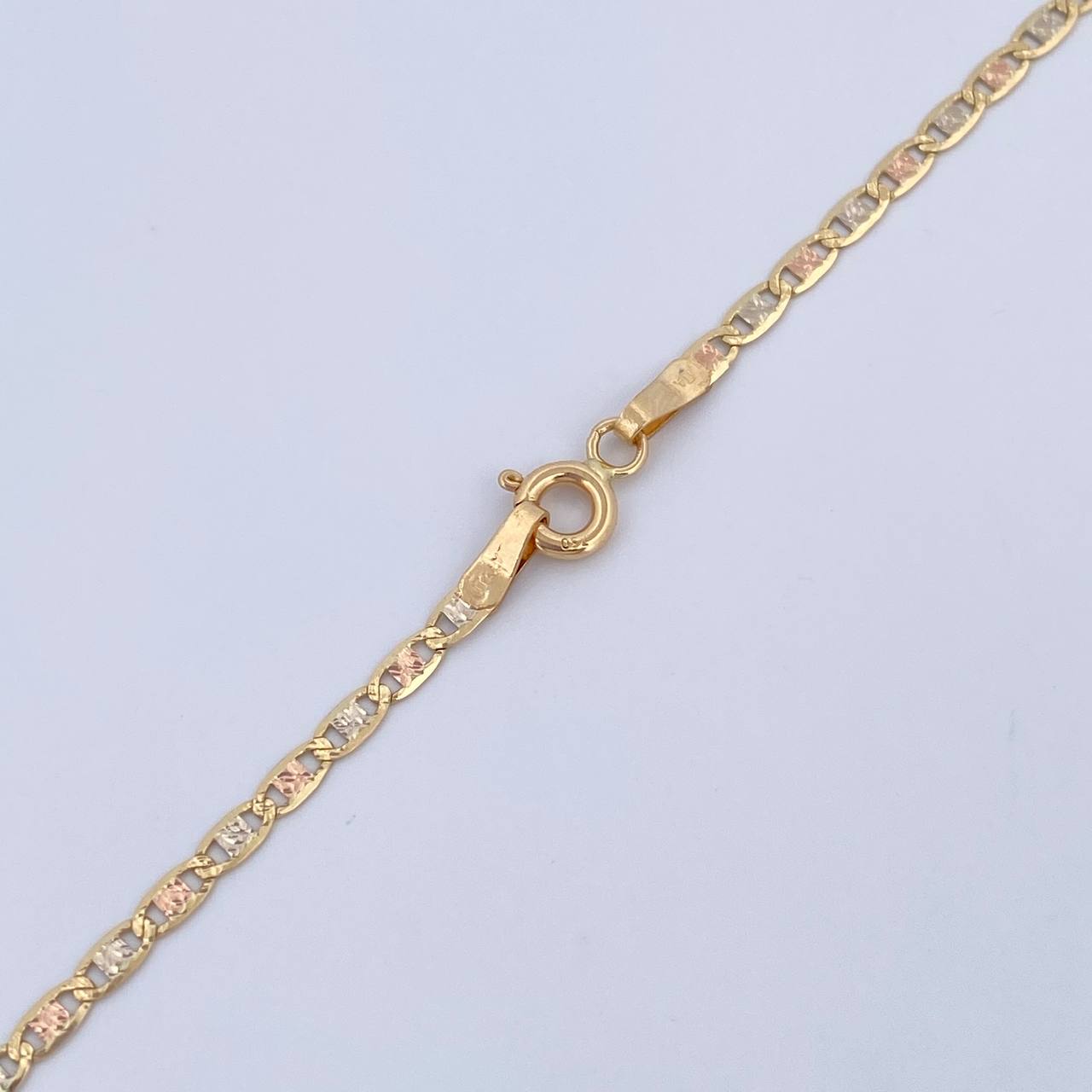 Cadena Escalera Plana 3.7gr / 50cm / 2mm Diamantada Tres Oros +3 18K $