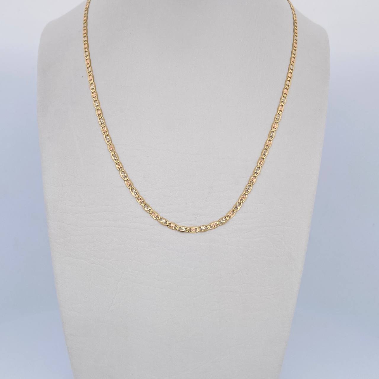 Cadena Escalera Plana 3.7gr / 50cm / 2mm Diamantada Tres Oros +3 18K $
