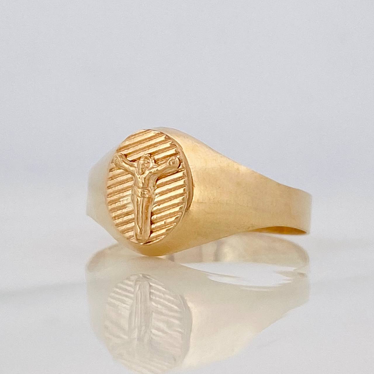 Anillo Sello Cristo 1.45g / T6 1/2 Oro Amarillo 18K