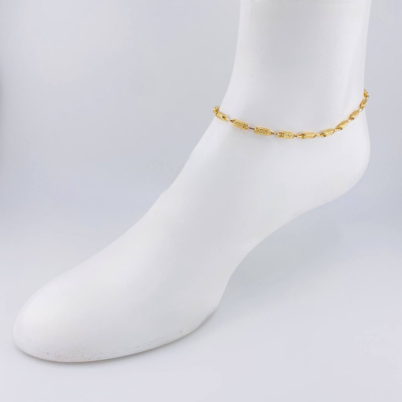Rustic Tribal Anklet 4.2 g / 10 in / 3.6 mm 18K Yellow Gold